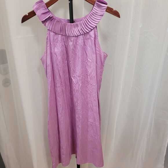 Calypso St. Barth Dresses & Skirts - Calypso St. Barth Lavender 100% Silk Crinkle Sunburst Pleat Shift Dress Medium M